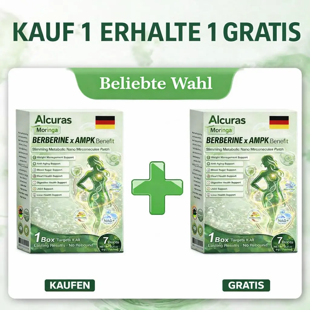 Offizieller Store | Alcuras Moringa × Berberin × AMPK 8-fach Slimming & Stoffwechsel-Nano-Mikronadel-Patch 🇺🇸 Nur 1× täglich · Sichtbare Veränderungen in 7 Tagen