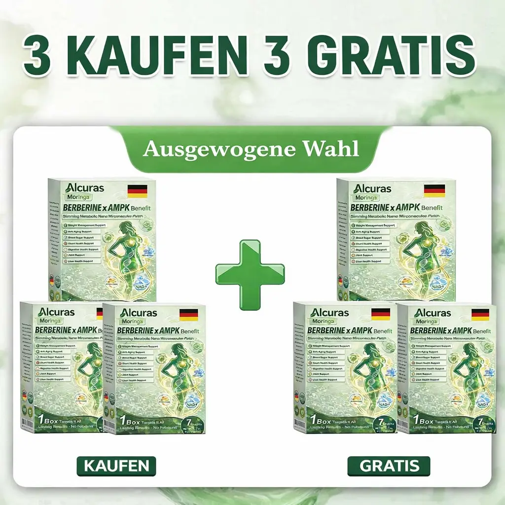 Offizieller Store | Alcuras Moringa × Berberin × AMPK 8-fach Slimming & Stoffwechsel-Nano-Mikronadel-Patch 🇺🇸 Nur 1× täglich · Sichtbare Veränderungen in 7 Tagen