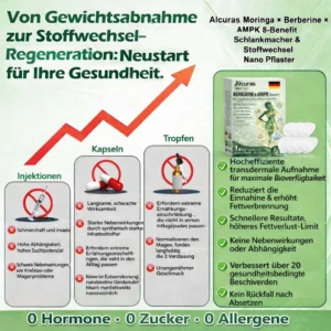 Offizieller Store | Alcuras Moringa × Berberin × AMPK 8-fach Slimming & Stoffwechsel-Nano-Mikronadel-Patch 🇺🇸 Nur 1× täglich · Sichtbare Veränderungen in 7 Tagen