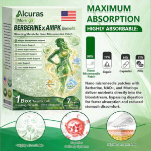 Alcuras™ Plant-Based Moringa × Berberine × AMPK 8-Benefit Nano Microneedle Patch