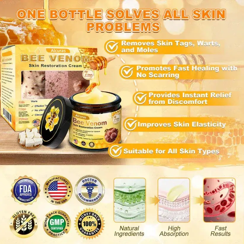Alcuras Bee Venom Cream – Fast Skin Repair | Made in USA | 80% OFF!