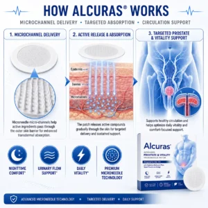 Alcuras® Advanced Prostate & Vitality Microneedle Patch Designed for Men 25+ with Nighttime Bathroom Trips, Weak Flow & Low Energy
