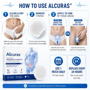 Alcuras® Advanced Prostate & Vitality Microneedle Patch Designed for Men 25+ with Nighttime Bathroom Trips, Weak Flow & Low Energy